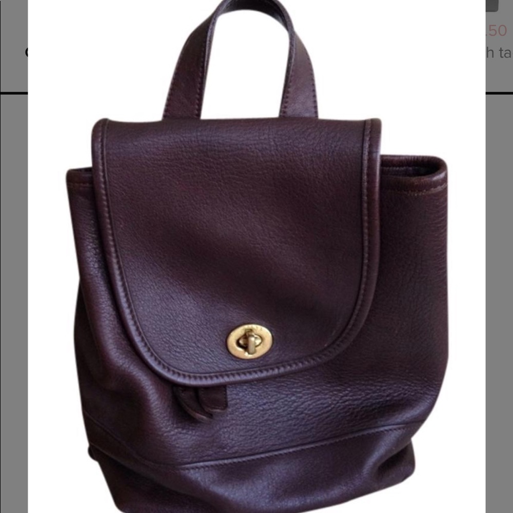 Coach Brown Leather Backpack with Gold Hardware